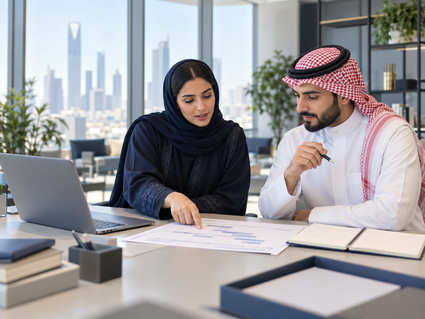 فريق عمل يخطط لمشروع تطوير مؤسسي